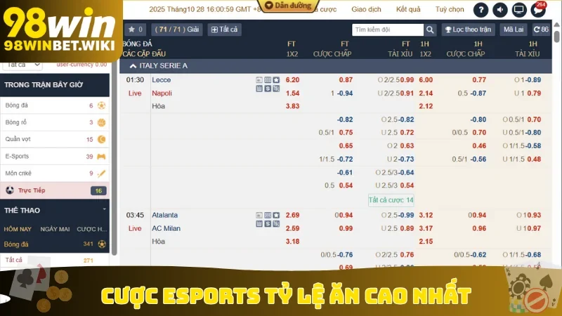 Cược Esports tỷ lệ ăn cao nhất